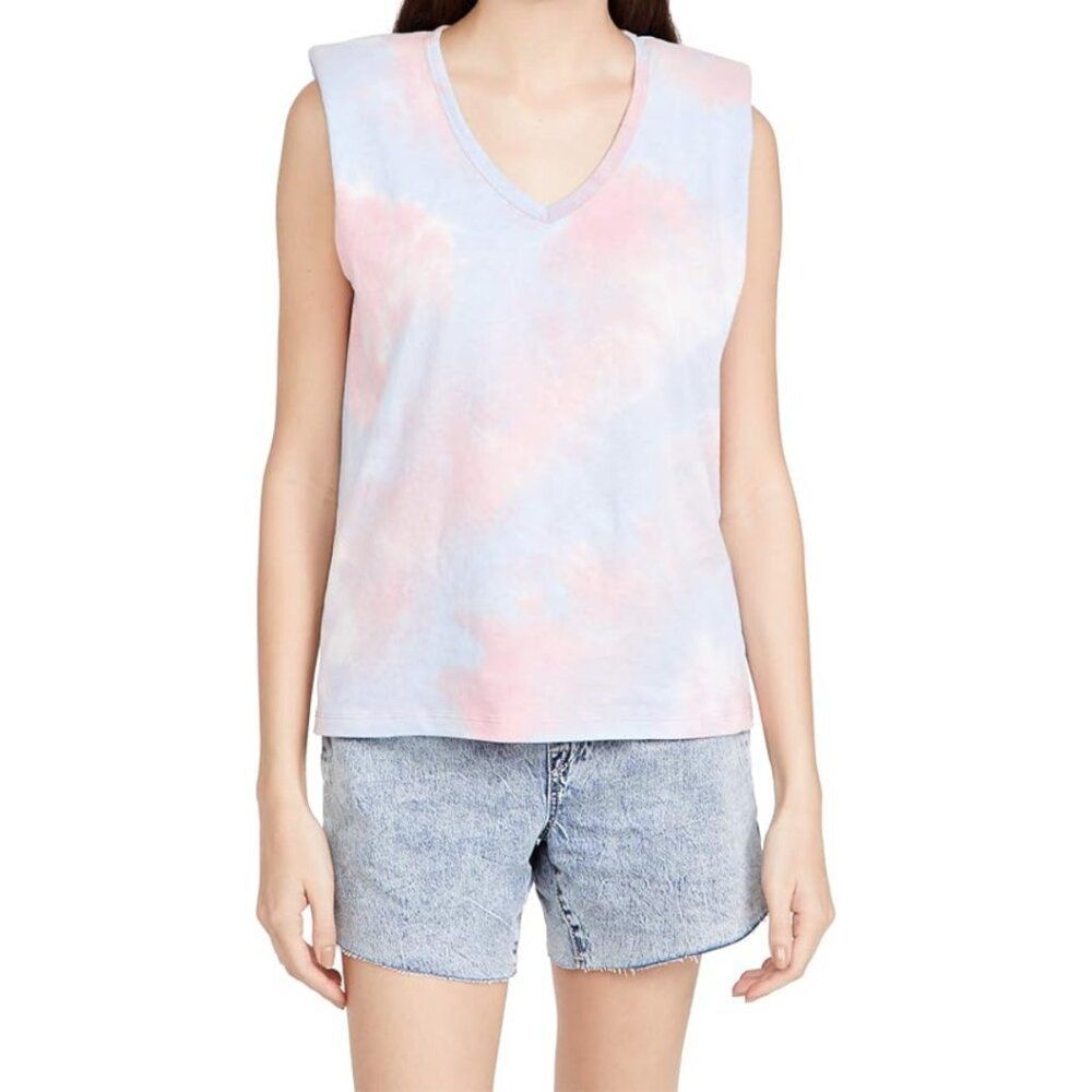 Blank NYC Pink & Blue Tie Dye Padded V Neck Sleeveless Top NWT Size XS